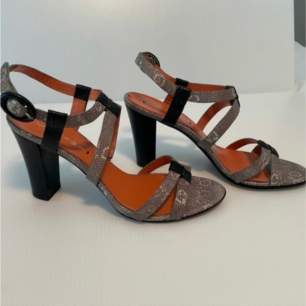 Via‎ Spiga snakeskin python chunky block heels sandals size 9